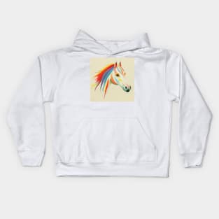 Delicate Rainbow Horse on cream Kids Hoodie